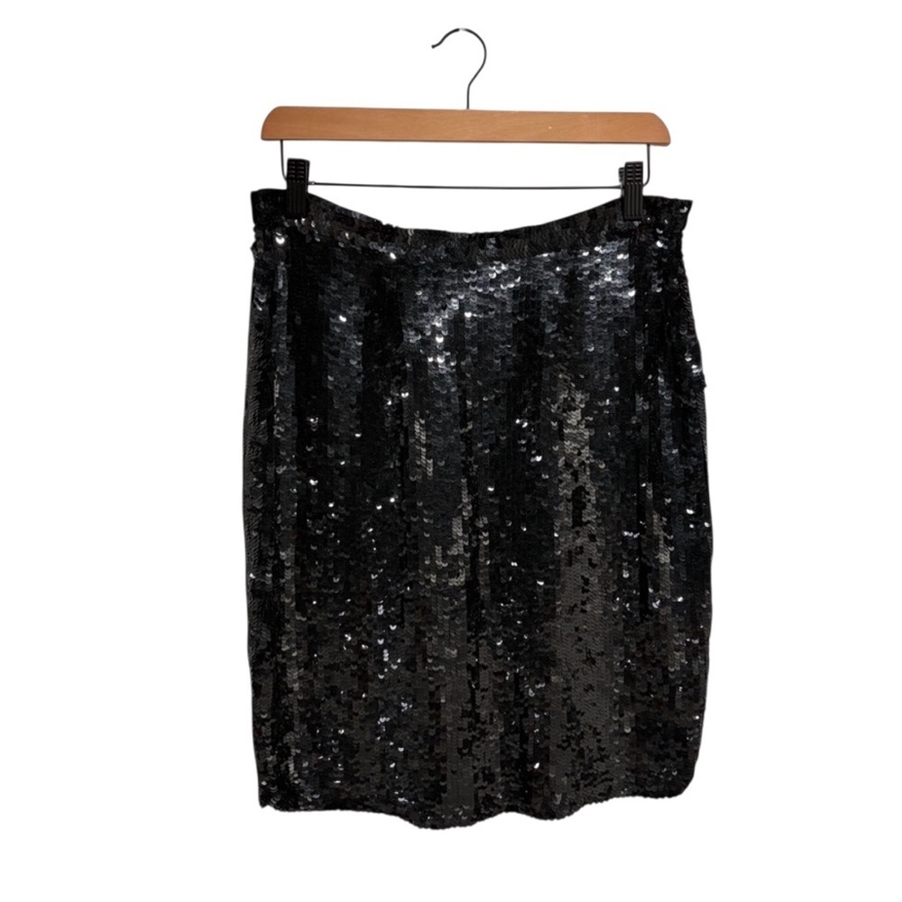 Vintage Modi Black 100% Pure Silk Sequin Mini Pencil Skirt NWT